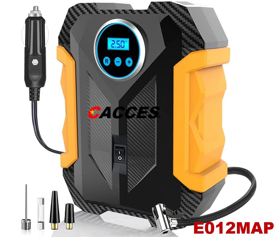 E012MAP Digital Tyre Inflator Air Compressor Updated Touch Screen Car Pump 12V 150psi Auto Shut off W/ 35L/Min Larger Air Flow,3 Nozzle Adaptors,Bright Light HD Display